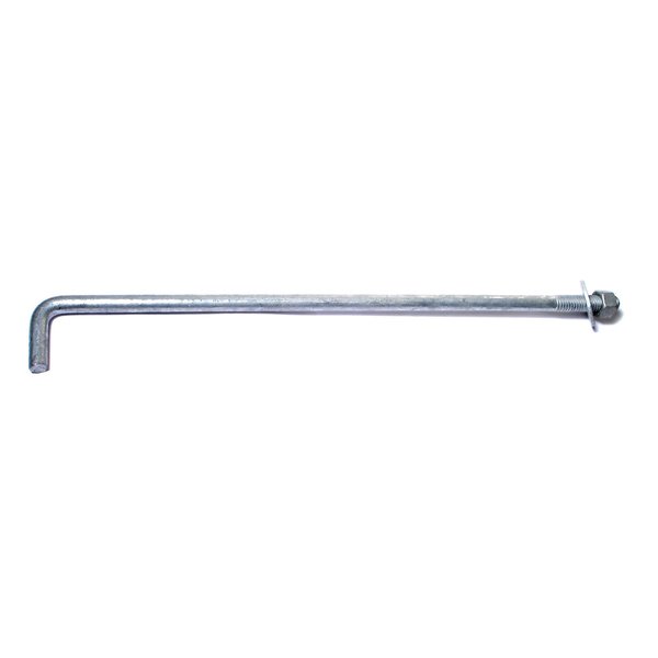 Midwest Fastener L-Hook, 3/8"-16, 12" L, Steel Hot Dipped Galvanized, 25 PK 09542